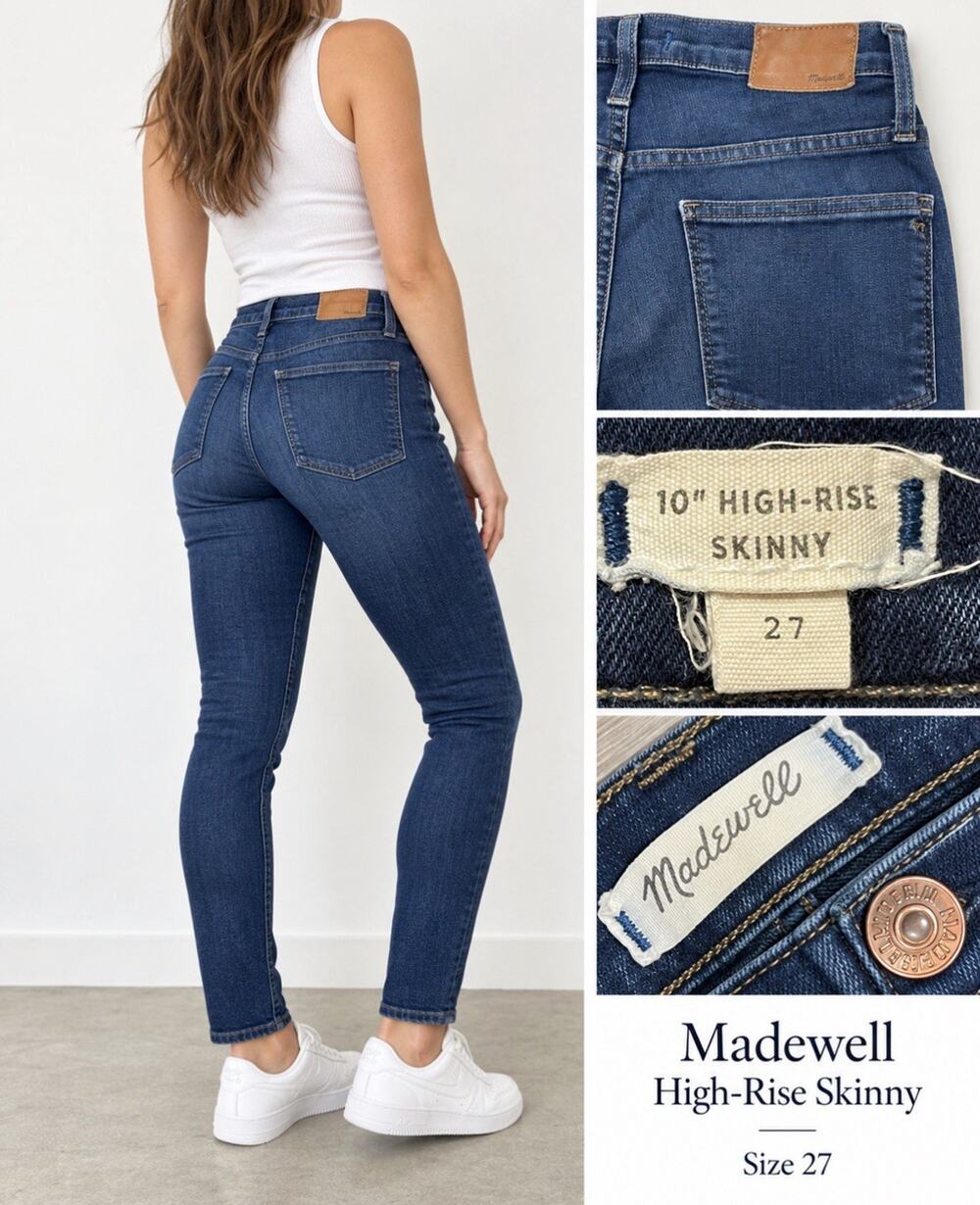Madewell 10 High-Rise Skinny Jeans Size 27 Dark Wash Indigo Denim Stretch